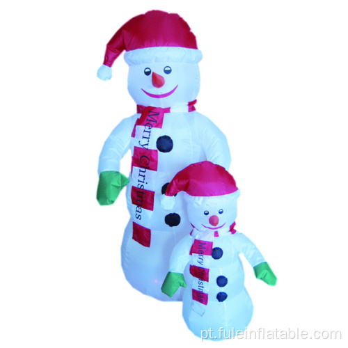 Boneco de neve inflável feliz e bebê para decoração de Natal